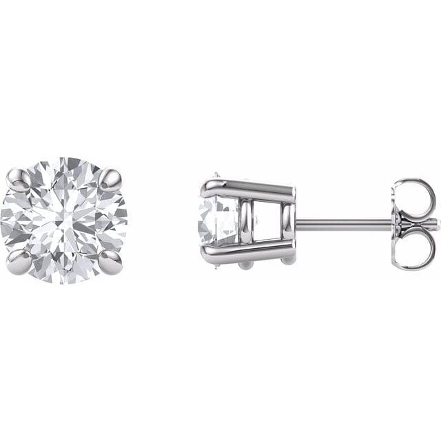 saveongems Jewelry 7mm / 14K White 14K Round Forever One Moissanite Earrings