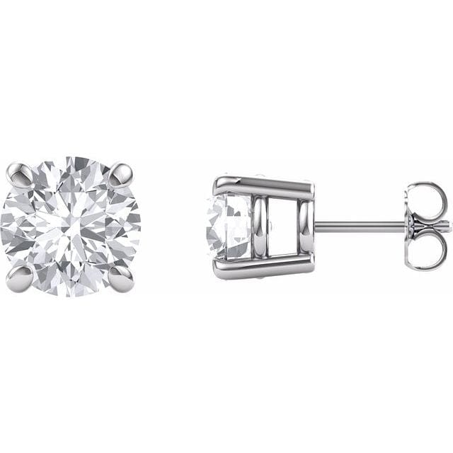saveongems Jewelry 8mm / 14K White 14K Round Forever One Moissanite Earrings