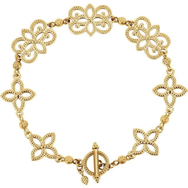 saveongems Jewelry 7 3/4 In / 14K Yellow 14K Floral 7 3/4" Bracelet