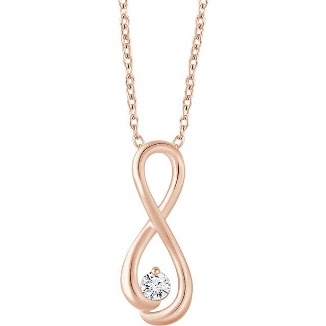 saveongems Jewelry .8mm::1/6CTW / I1 H+ / 14K Rose 14K 1/6 CTW Natural Diamond Infinity-Inspired 16-18" Necklace