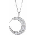 saveongems Jewelry I1 G-H / 14K White 14K 1/3 CTW Natural Diamond Crescent Moon 16-18