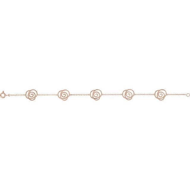 saveongems Jewelry 7 Inch / 14K Rose Floral Station Bracelet 7"