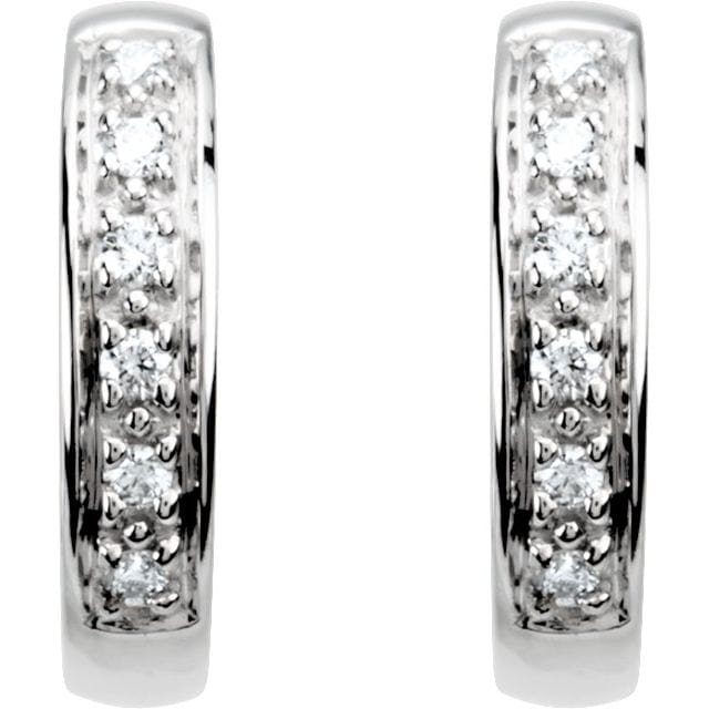 saveongems 14K Natural Diamond Accented Huggie Hoop Earrings
