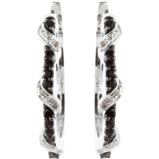 saveongems Jewelry 1/10 ctw (2.29 DWT (3.56 grams)) Black Spinel & Diamond Earrings