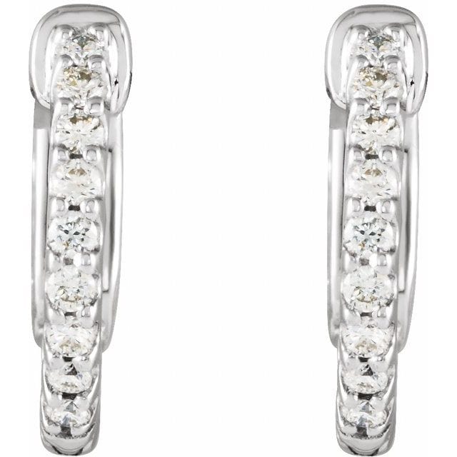 saveongems 14K Natural Diamond Inside-Outside Hinged Hoop Earrings Sizes1/4-6 1/4 CTW