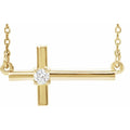 saveongems Jewelry 2.5mm::0.06 CTW / I1 G-H / 14K Yellow 14K Natural Diamond Sideways Cross 16-18