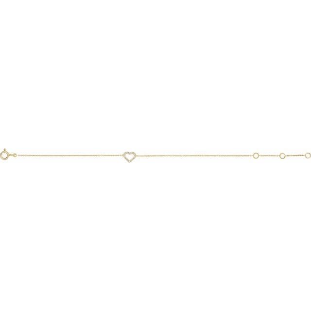 saveongems 14K Natural Diamond Heart 6-7" Bracelet
