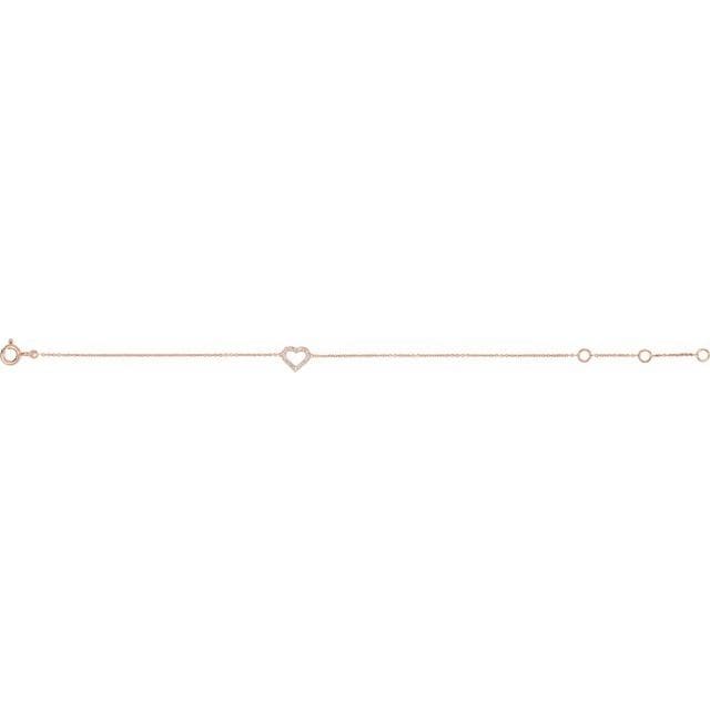 saveongems 14K Natural Diamond Heart 6-7" Bracelet