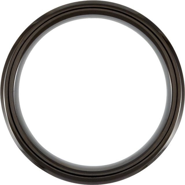 saveongems Black PVD Cobalt 8 mm Casted Band With Wood Inlay