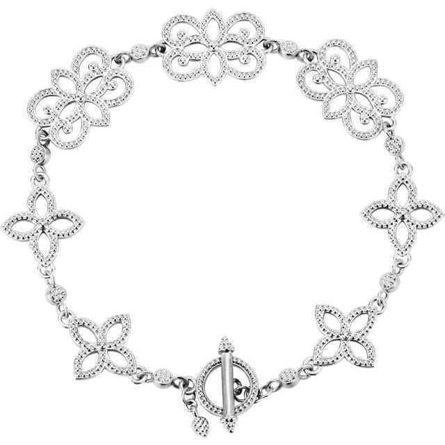 saveongems Jewelry 7 3/4 In / 14K White 14K Floral 7 3/4" Bracelet