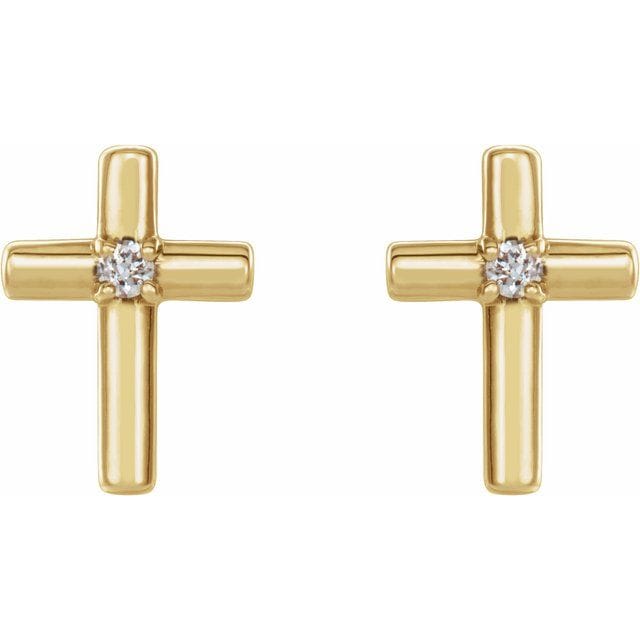 saveongems 14K Natural Round center Diamond Solitaire Cross Earrings