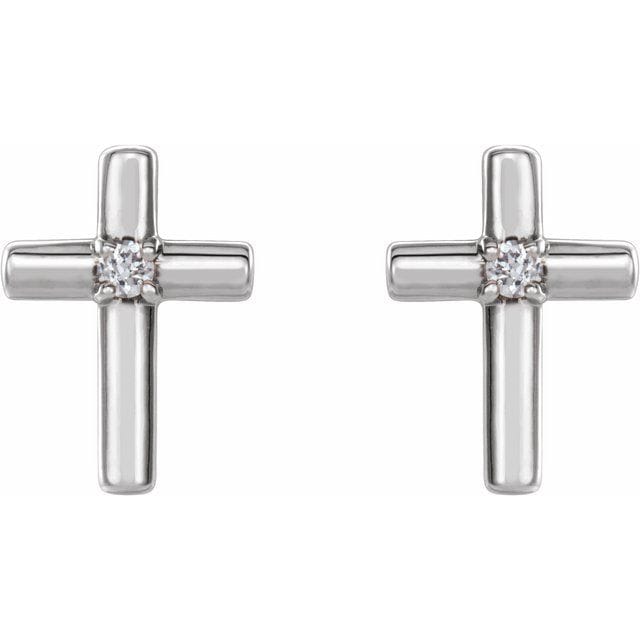 saveongems 14K Natural Round center Diamond Solitaire Cross Earrings