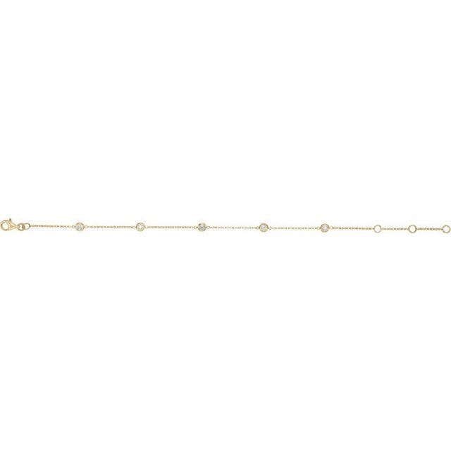 saveongems 2.3 mm:: 1/4 CTW / I1 G-I / 14K Yellow 14K Natural Diamond Bezel-Set 5 Station 5 1/2-7" Bracelet