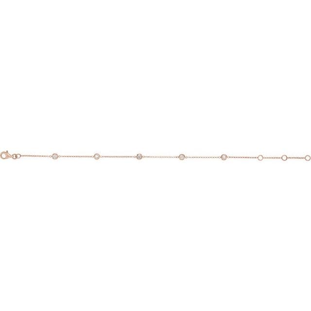 saveongems 2.3 mm:: 1/4 CTW / I1 G-I / 14K Rose 14K Natural Diamond Bezel-Set 5 Station 5 1/2-7" Bracelet
