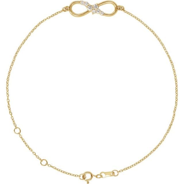 saveongems 1.3 mm:: 1/8 CTW / I1 G-H / 14K Yellow 14K Natural Diamond Infinity 6 1/2-7 1/2" Bracelet