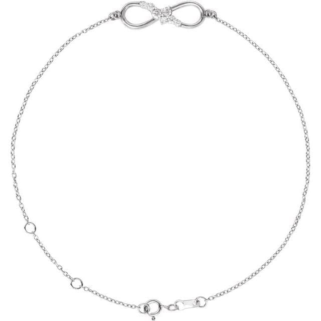 saveongems 1.3 mm:: 1/8 CTW / I1 G-H / 14K White 14K Natural Diamond Infinity 6 1/2-7 1/2" Bracelet