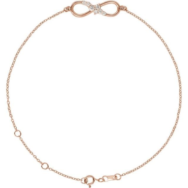 saveongems 1.3 mm:: 1/8 CTW / I1 G-H / 14K Rose 14K Natural Diamond Infinity 6 1/2-7 1/2" Bracelet