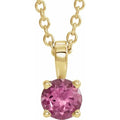 saveongems Jewelry 3mm / 16-18 Inch / 14K Yellow 14K Natural Pink Tourmaline 16-18