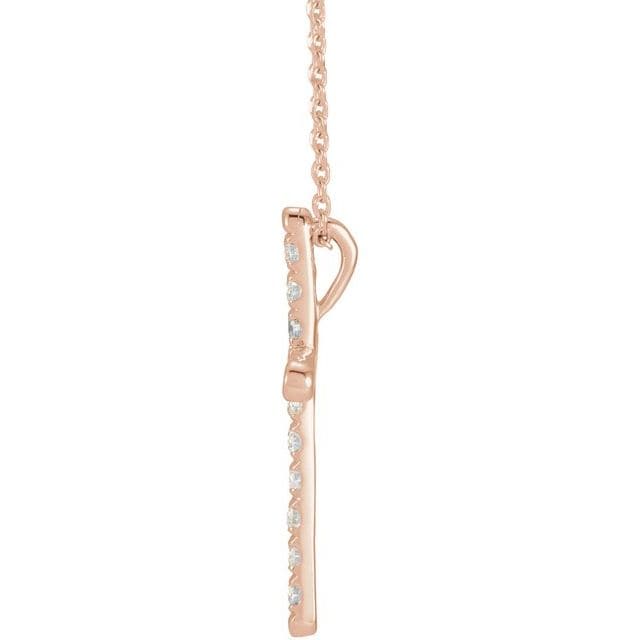 saveongems Jewelry 14K Natural Diamond French-Set Cross 16-18" Necklace