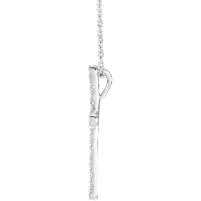 saveongems Jewelry 14K Natural Diamond French-Set Cross 16-18" Necklace