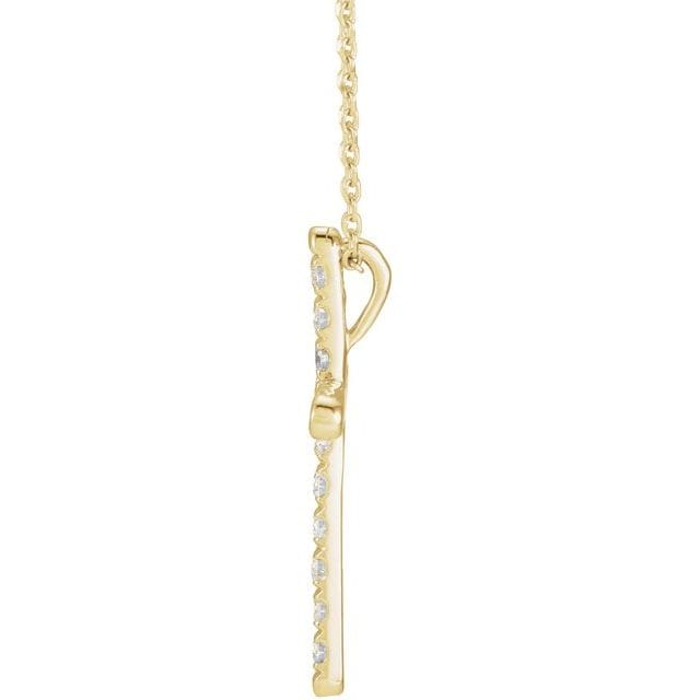 saveongems Jewelry 14K Natural Diamond French-Set Cross 16-18" Necklace