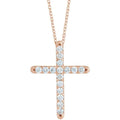 saveongems Jewelry 1.7mm :: 1/4 CTW / I1 G-H / 14K Rose 14K Natural Diamond French-Set Cross 16-18