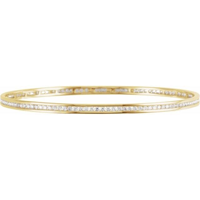 saveongems Jewelry 1.7mm::2 1/4 CTW / I1 H+ / 14K Yellow 14K Natural Diamond Stackable Bangle 8" Bracelet