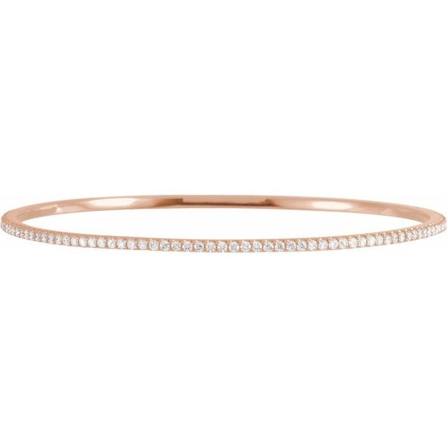 saveongems 2 ctw (1.6mm) / SI1-SI2 G-H / 14K Rose Diamond Stackable Bangle 8" Bracelet 1-5 Carat Total Weight