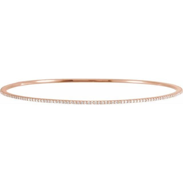 saveongems 1 ctw (1.1mm) / SI1-SI2 G-H / 14K Rose Diamond Stackable Bangle 8" Bracelet 1-5 Carat Total Weight