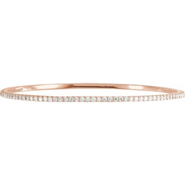 saveongems 3 ctw (1.85mm) / SI1-SI2 G-H / 14K Rose Diamond Stackable Bangle 8" Bracelet 1-5 Carat Total Weight