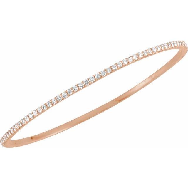 saveongems 4 ctw (2.2mm) / SI1-SI2 G-H / 14K Rose Diamond Stackable Bangle 8" Bracelet 1-5 Carat Total Weight