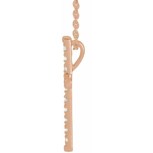 saveongems Jewelry 14K Natural Diamond French-Set Cross 16-18" Necklace