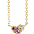 saveongems Jewelry 4 x 2mm :: 0.03 CTW / 16 Inch / 14K Yellow 14K Natural Pink Tourmaline & .03 CTW Natural Diamond 16-18