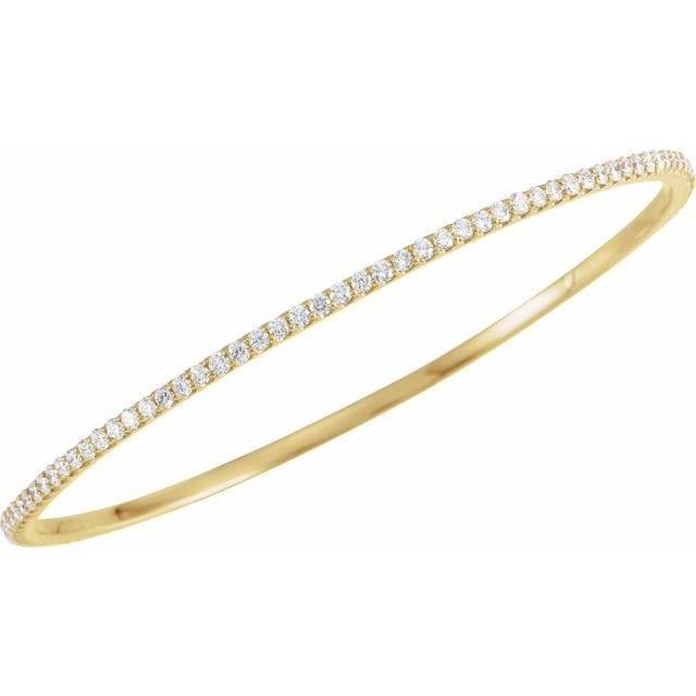 saveongems 4 ctw (2.2mm) / SI1-SI2 G-H / 14K Yellow Diamond Stackable Bangle 8" Bracelet 1-5 Carat Total Weight