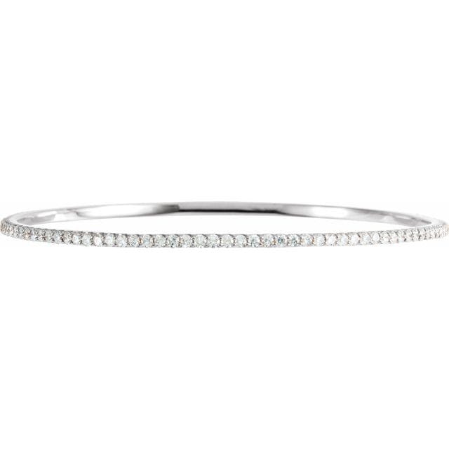 saveongems 3 ctw (1.85mm) / SI1-SI2 G-H / 14K White Diamond Stackable Bangle 8" Bracelet 1-5 Carat Total Weight