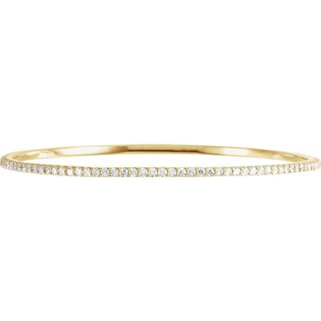 saveongems 3 ctw (1.85mm) / SI1-SI2 G-H / 14K Yellow Diamond Stackable Bangle 8" Bracelet 1-5 Carat Total Weight
