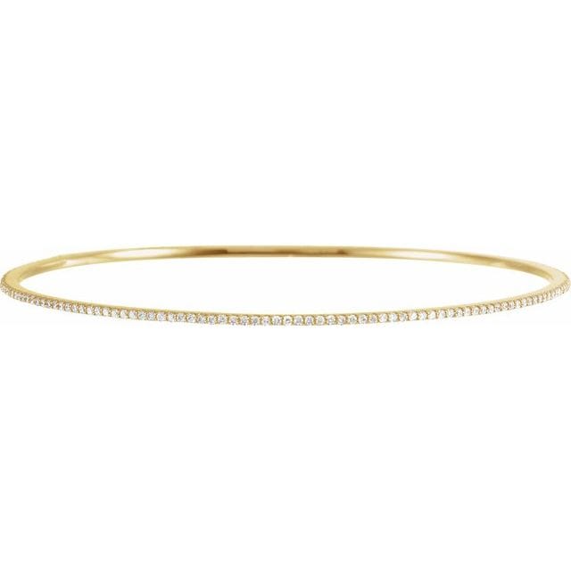 saveongems 1 ctw (1.1mm) / SI1-SI2 G-H / 14K Yellow Diamond Stackable Bangle 8" Bracelet 1-5 Carat Total Weight