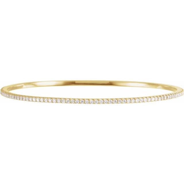 saveongems 2 ctw (1.6mm) / SI1-SI2 G-H / 14K Yellow Diamond Stackable Bangle 8" Bracelet 1-5 Carat Total Weight