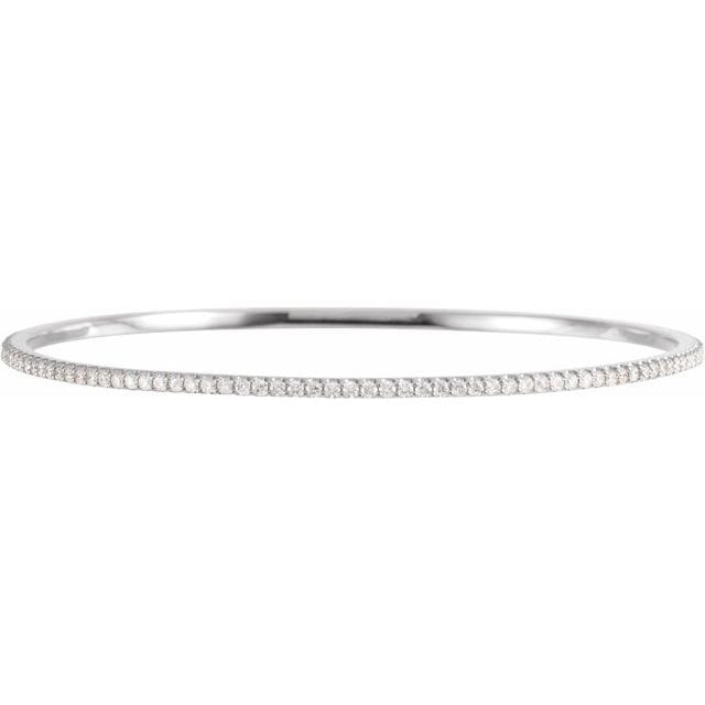 saveongems 2 ctw (1.6mm) / SI1-SI2 G-H / 14K White Diamond Stackable Bangle 8" Bracelet 1-5 Carat Total Weight