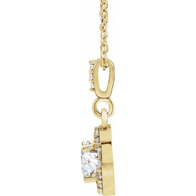 saveongems Jewelry 14K Natural Diamond Halo-Style 18" Necklace