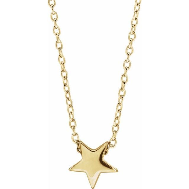 saveongems Jewelry 10.1 x 9.6 mm / 16-18 Inch / 14K Yellow Star Necklace