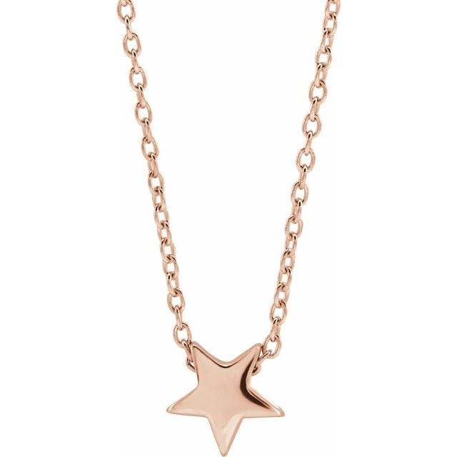 saveongems Jewelry 10.1 x 9.6 mm / 16-18 Inch / 14K Rose Star Necklace