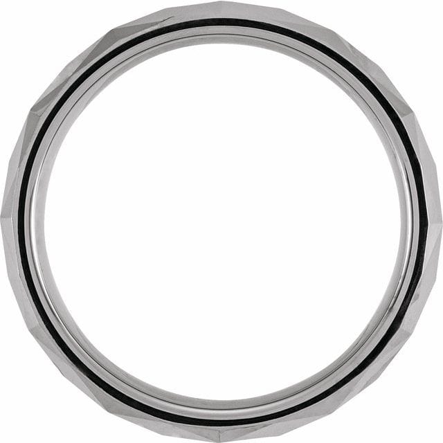 saveongems Jewelry Tungsten 7 mm Faceted Band
