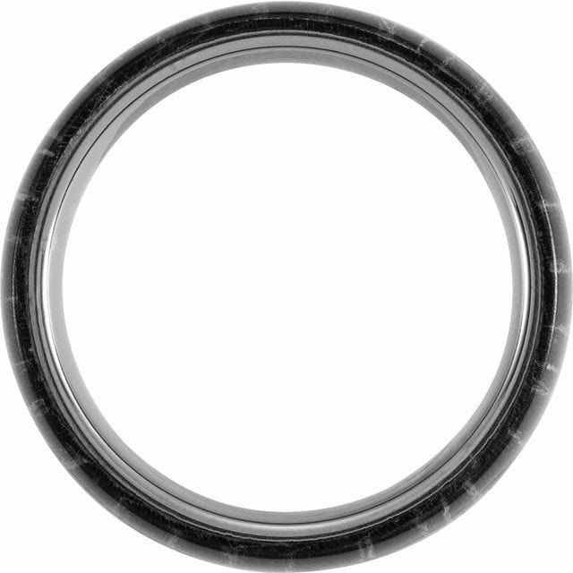 saveongems Jewelry Tungsten 8 mm Domed Band with Zebra Wood Inlay
