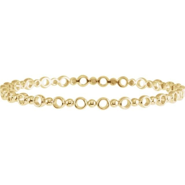 saveongems Jewelry 4.4mm / 7 Inch / 14K Yellow Geometric Bangle Bracelet 7 "