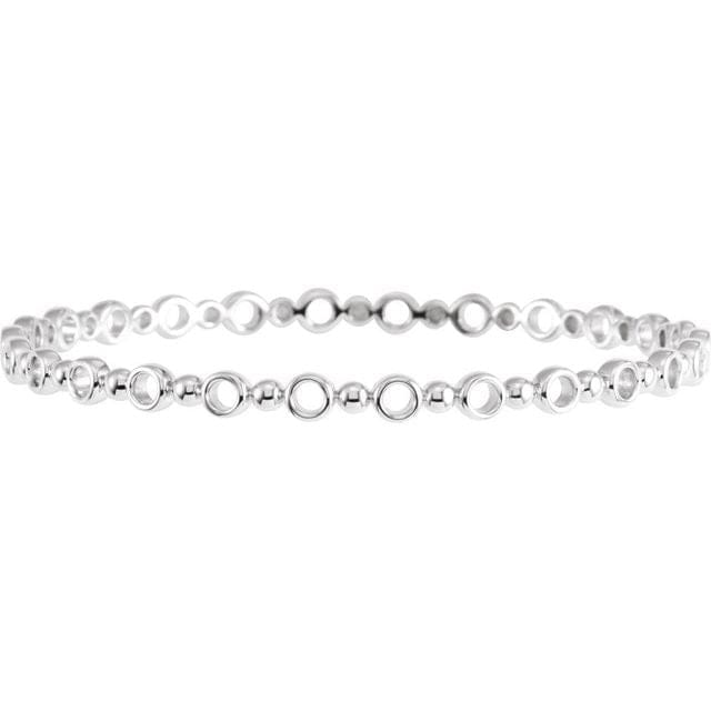 saveongems Jewelry 4.4mm / 7 Inch / Sterling Silver Geometric Bangle Bracelet 7 "