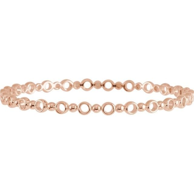 saveongems Jewelry 4.4mm / 7 Inch / 14K Rose Geometric Bangle Bracelet 7 "