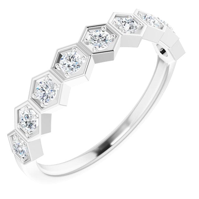 saveongems 3/8 ctw (2.2mm) / VS F+ / 14K White Stackable Geometric Ring 3/8 Carat Total Weight