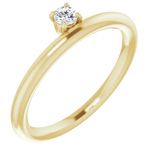 saveongems Jewelry 1/10 ctw (3mm) / VS F+ / 14K Yellow Diamond Asymmetrical Stackable Ring Size 7