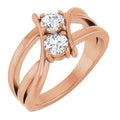 saveongems Jewelry 1/2 ctw (4.1mm) / 6.00 / 14K Rose Natural Diamond Two-Stone Ring